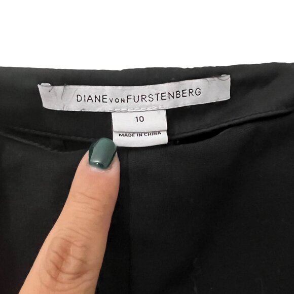 Diane Von Furstenberg Black Front Seam Size Zip Skinny Ankle Pants Size 10 - Picture 7 of 7